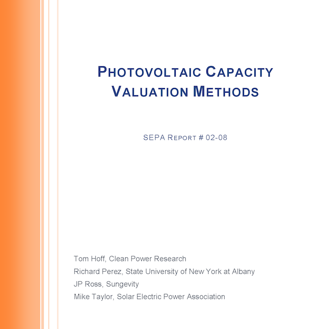 Photovoltaic Capacity Valuation Methods