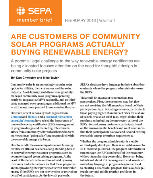 February Member Brief: Are Customers of Community Solar Programs Actually Buying