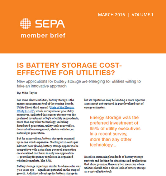 Member Brief: Is Battery Storage Cost-Effective for Utilities? (March 2016)