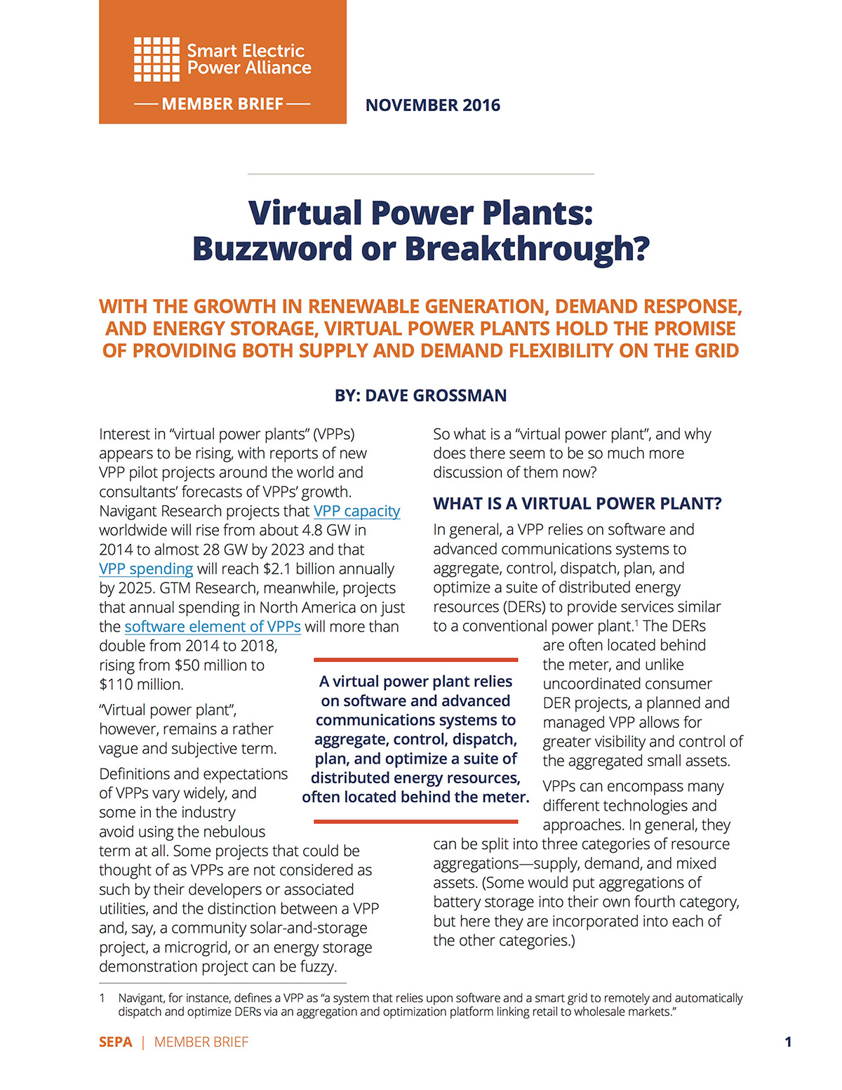 November Member Brief: Virtual Power Plants