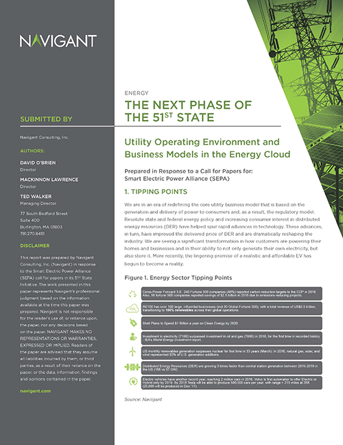 51st State Ideas I The Next Phase of the 51st State: Utility Operating Environment and Business Models in the Energy Cloud (Navigant)