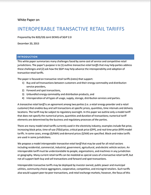 Interoperable Transactive Retail Tariffs