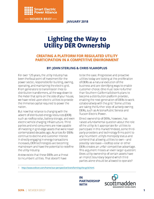 January Member Brief: Lighting the Way to Utility DER ownership