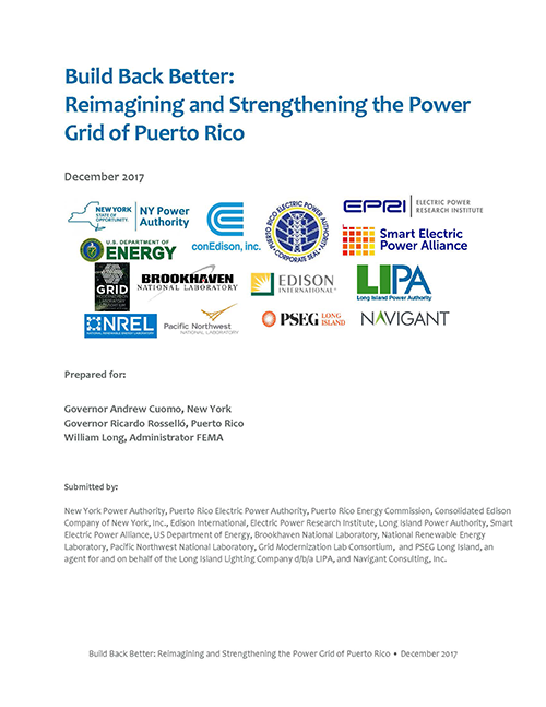 Build Back Better: Reimagining and Strengthening the Power Grid of Puerto Rico