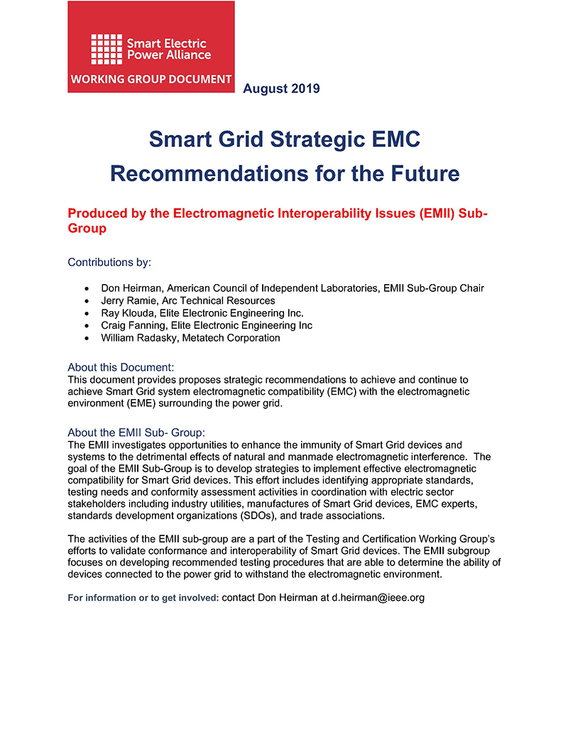 Smart Grid Strategic EMC Recommendations for the Future