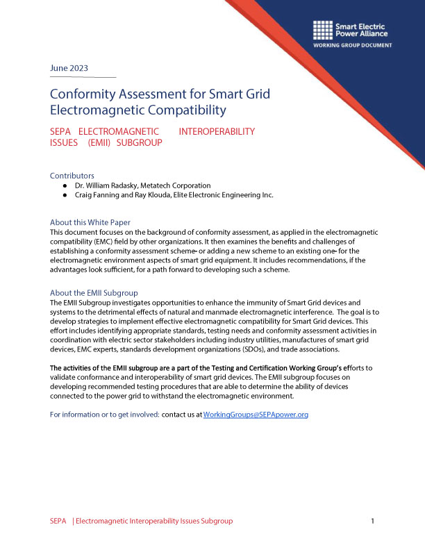 Conformity Assessment for Smart Grid Electromagnetic Compatibility (EMC)