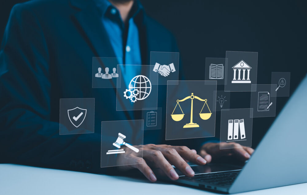 Legal Professional with Justice Icons
